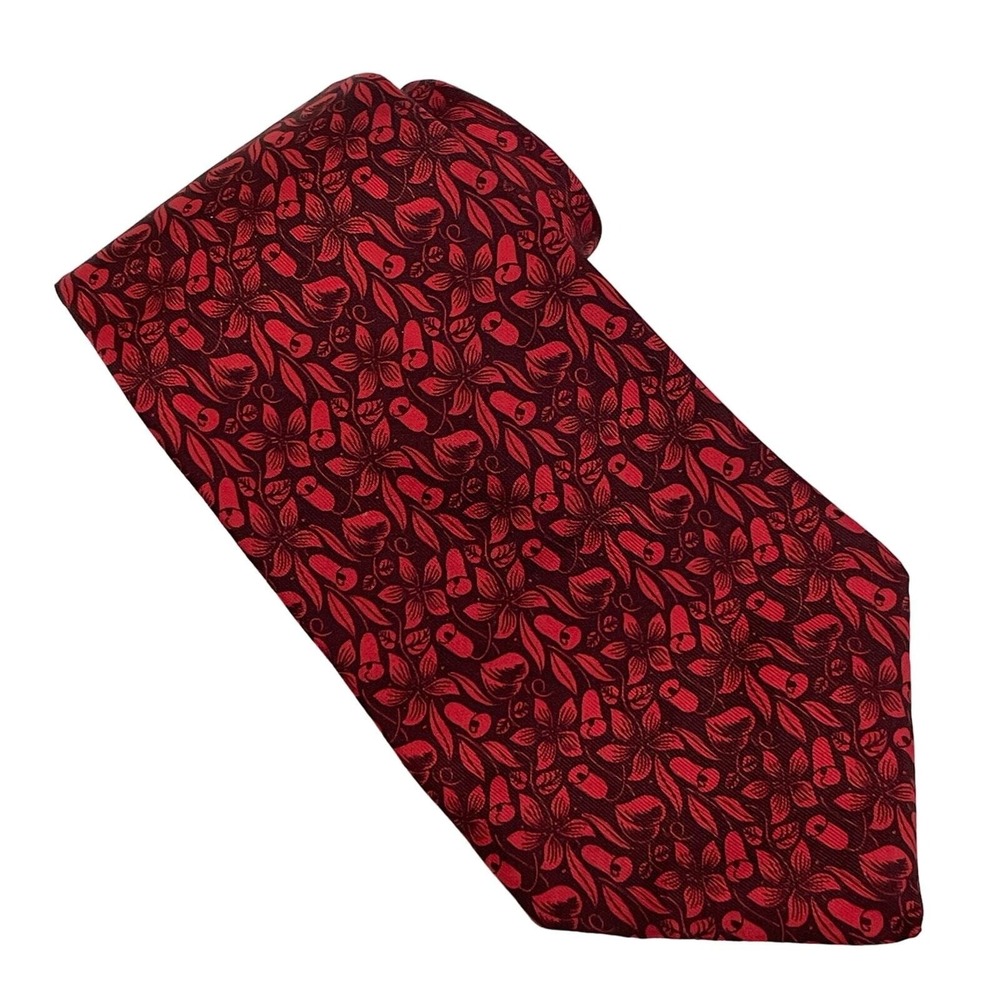 Raoul Dufy pour Bianchini Ferier Red Floral Silk Tie Art Nouveau Paris Designer